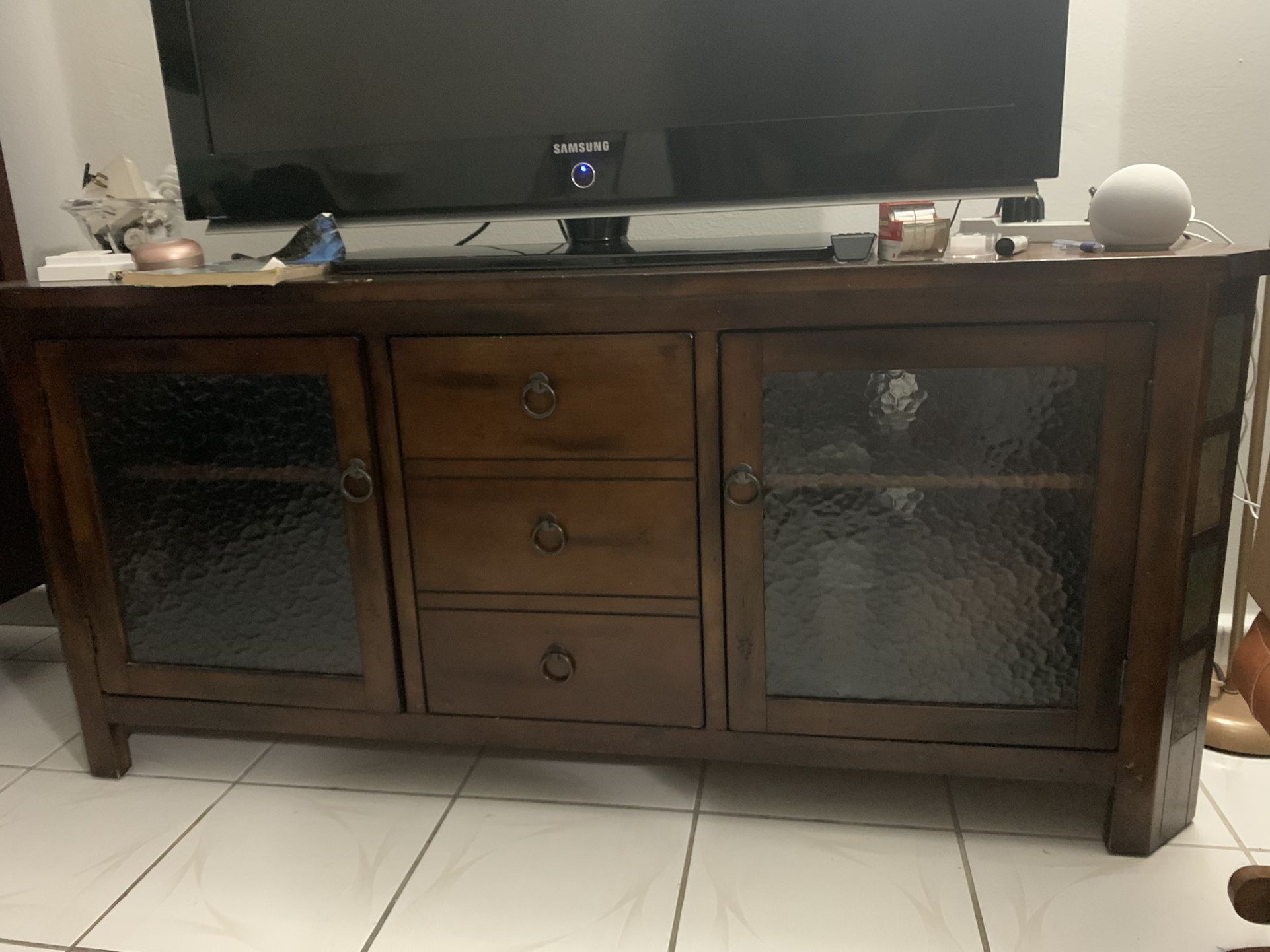 Wood TV Stand With Storage 
