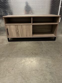 Wood Grain TV Stand with Sliding Door