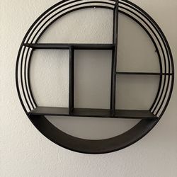 Large Round Metal Industrial Style Wall Shelf