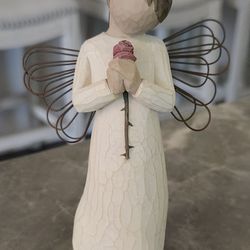Willow Tree Loving Angel Figurine 2002 Susan Lordi Demdaco Angel Girl Rose 5.25"
