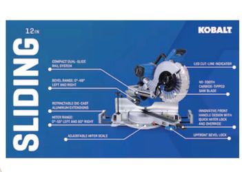 Kobalt 12" Sliding Dual Bevel Miter Saw + Rolling Stand - Like New
