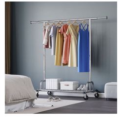 HOKEEPER Clothing Garment Rack Capacity 525LBS Clothing Racks on Wheels Rolling Clothes Rack for Hanging Clothes Heavy Duty Collapsible Commercial