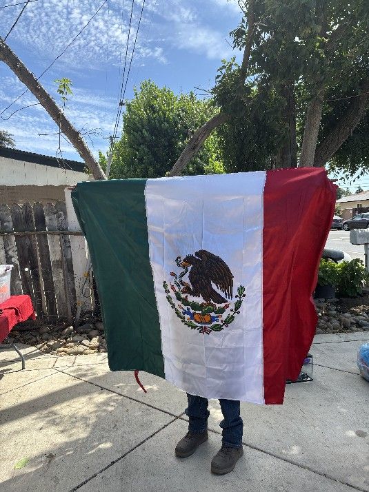 Banderas Grandes De Tela De Seda De Mexico 6 Pies X 4 Pies