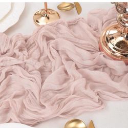 Dusty Pink Cheesecloth Table Runner 10ft 4 Pack Vintage Rustic Gauze Table Runner 122x35 Inches Boho Decoration for St Patrick's Day Easter Wedding Ba
