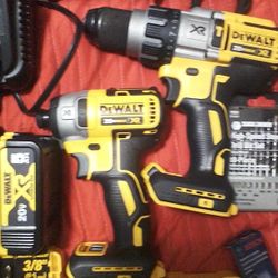 DeWalt 20v Max XR Hammer Drill And ATOMIC Impact Driver 2 Tool Cordless Combo Kit And Accessories