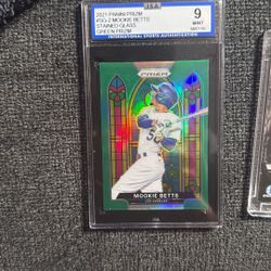 2021 Panini Prizm Stained Glass Green Prizm Mookie Betts #SG-2 ISA 9