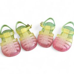 Kids Glitter Jelly Sandals Pink Yellow Green Toddler