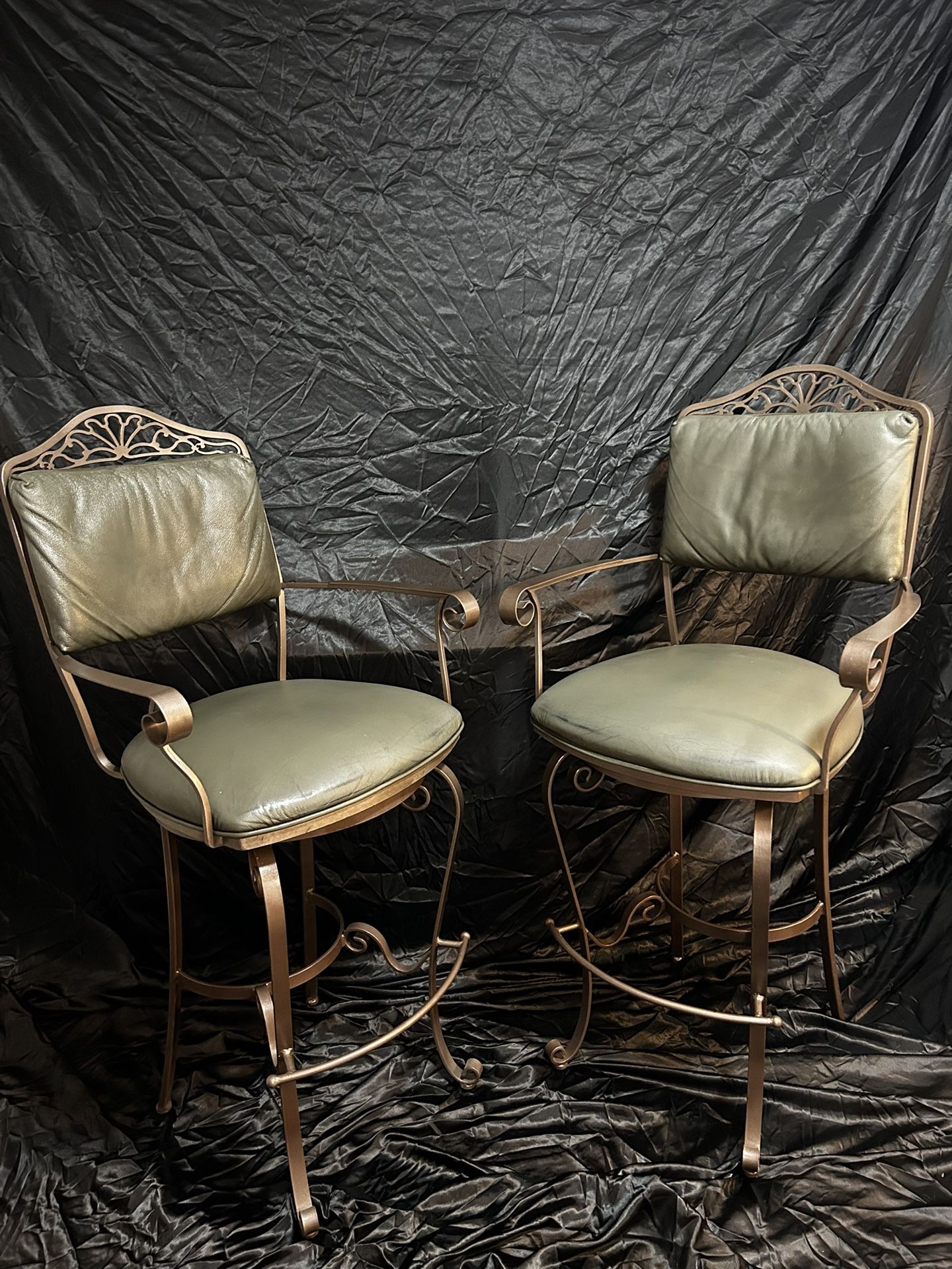 Genuine Leather Vintage Antique Salon Chairs