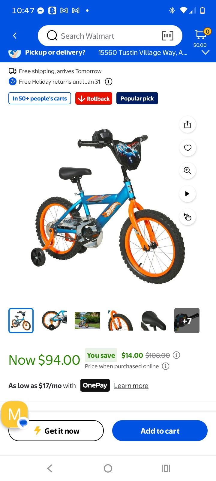 16" Dynacraft Hot Wheels, Boys BMX Bike,Kids Age 5-7 Years, Blue