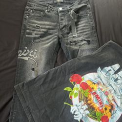 Amiri jeans and shirt