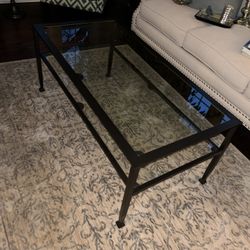 Two-Tier Black Framed Glass Coffee Table