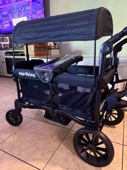 Wagon for Kids, Foldable 2-Seater Wagon Stroller with Canopy