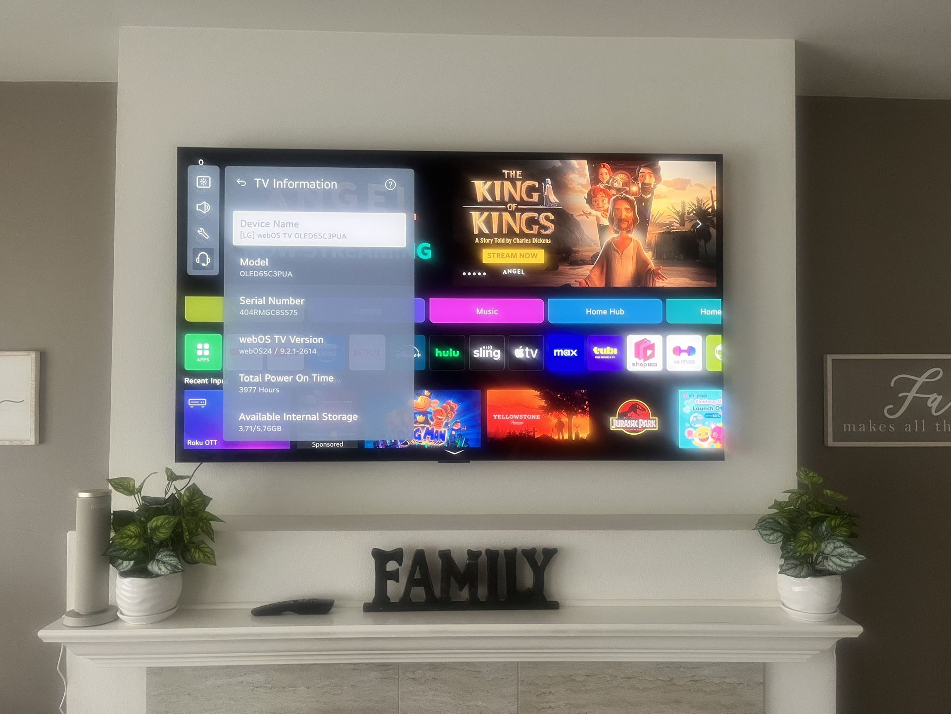 LG 65” OLED Smart tv