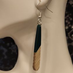Dark Green Wooden Earrings