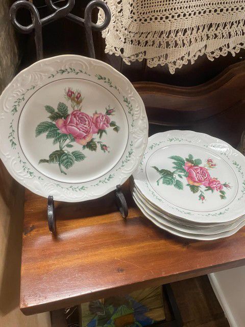Vintage Pink Rose Dinner Plate Plates Floral China $10 Each 