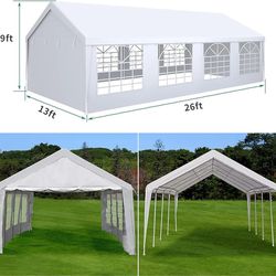  13'x 26' Party Tent Heavy Duty Wedding Tent Outdoor Canopy Event Shelters  Carport with Removable Sidewall Windows for Commercial,