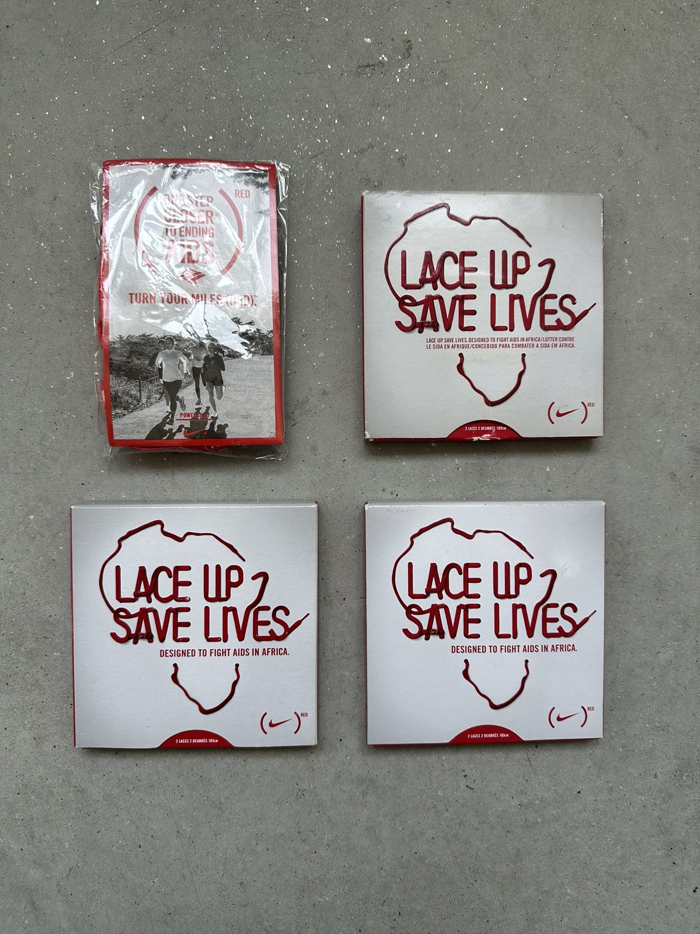 Nike Lace Up Save Lives Fight Against Aids Red Shoe Laces 42" 105cm Lot