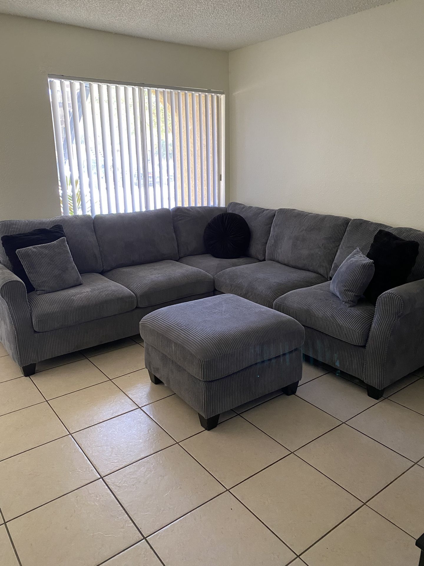 Grey L Shape Couch Set