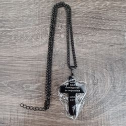 Black Stainless Steel Cross Pendant Chain 