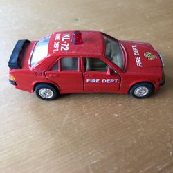 Welly Red Fire Department Mercedes Benz Diecast Pullback Car - 4” Long