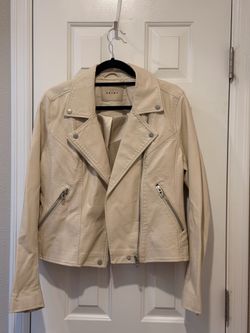 White faux, leather jacket