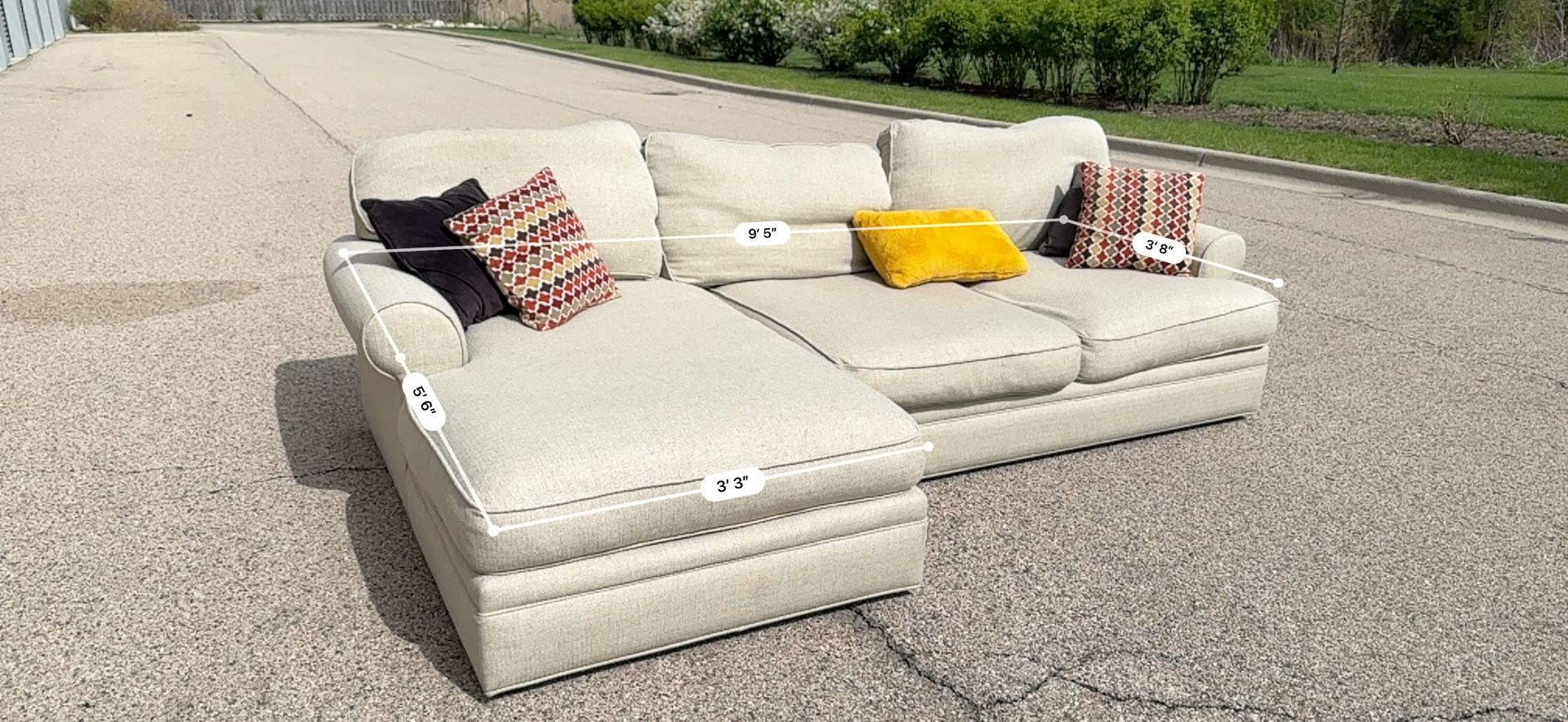 Cindy Crawford Cream Two Piece Sectional Couch! ***Free CurbSide Delivery*** 