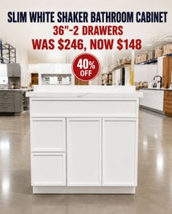 🤍✨ 36" White Slim Shaker Vanity Base Clearance Sale! ✨🤍