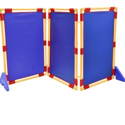 Children's Factory Rectangle PlayPanel Set - 3, Kids Room Divider Panel, Classroom Partition, Free-Standing Screen for Daycare or Preschool, Blue