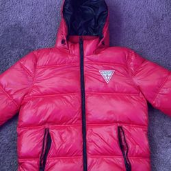Guess Red Puffer Jacket Size Large