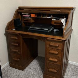 Antique Solid Oak Roll Top Desk