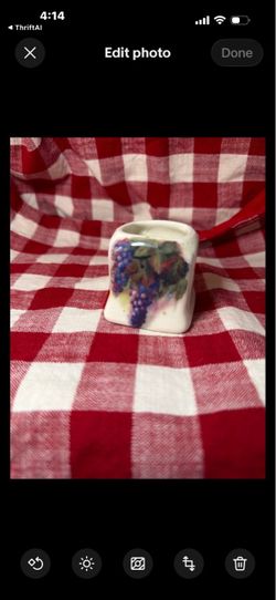 Ceramic Toothpick Holder with Grape Design