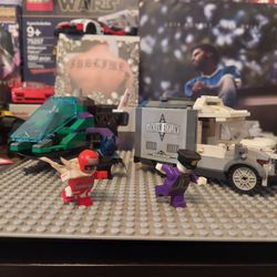 Lego Batman with joker and calendar man also two vehicles