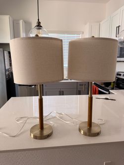 Pair of Modern Table Lamps with USB Port