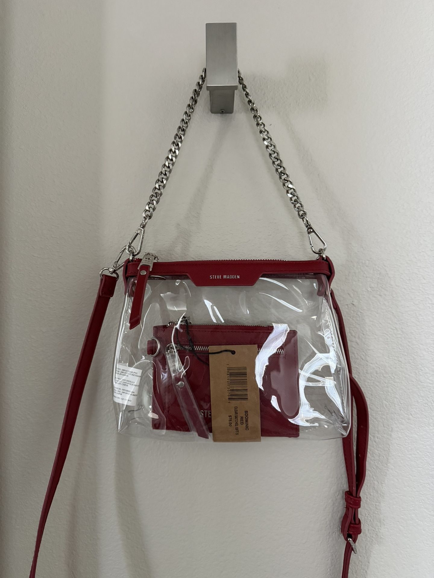 Steve Madden Clear Crossbody Bag With Card Case With Tag