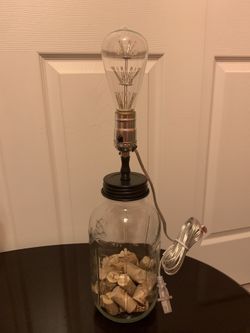 Mason jar with wine corks lamps