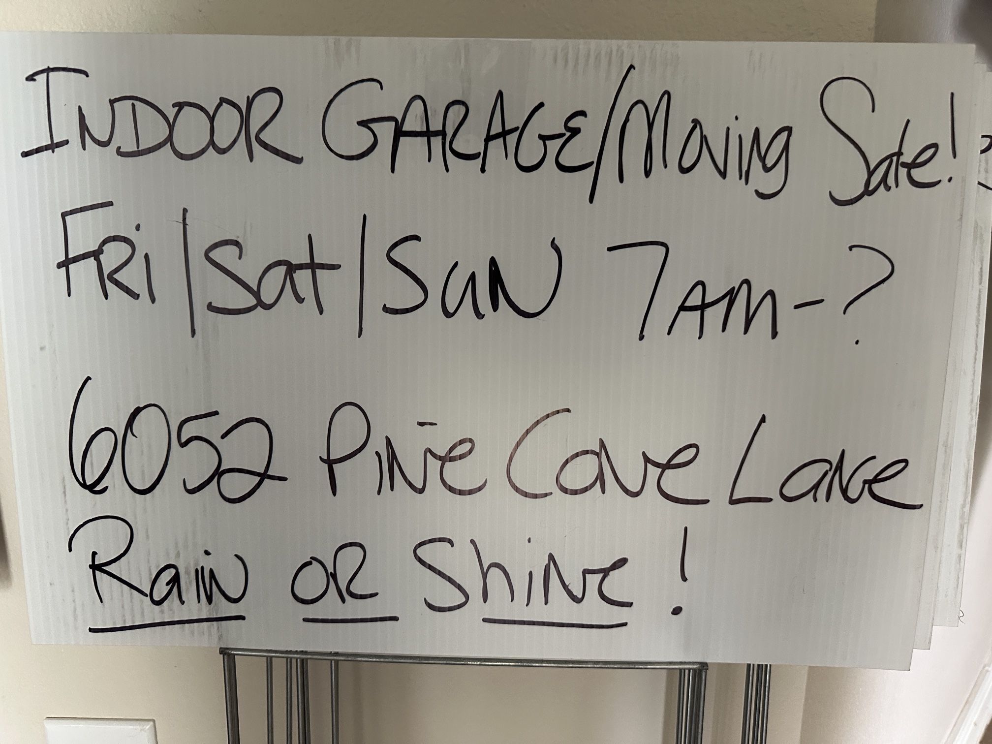 Garage Moving Sale Rain Or Shine