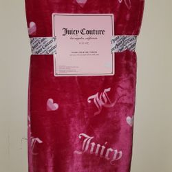 Juicy Couture Pink Hearts Plush Throw 