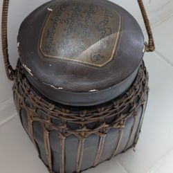 Philippines Gorgeous antique Basket of vessels accent Vintage Woven RARE Antique Vintage Wood Hand Carved, Preciosa cesta antigua vasija Cestería vint