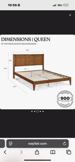 Wayfair - Knighten solid wood queen size bed frame (light walnut)