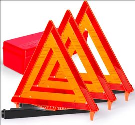 SAFEMATE 3 Pack Warning Triangle DOT Approved, Foldable Emergency Safety Reflective Triangles for Roadside Vehicles Breakdown with Carrying Case
