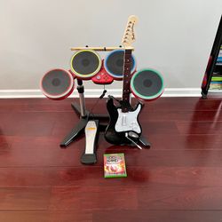 Rock Band 4 Band-in-a-Box Bundle (Xbox One Series X Guitar, Drums, Game) TESTED!!