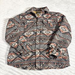 Jachs New York Sherpa Lined Southwest Knit Shacket Jacket Mens Size L Black/Brown