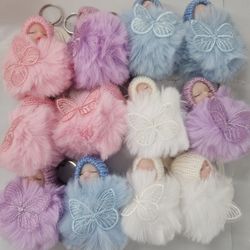 Sleeping Baby Doll Keychain Fashion Girl Doll Pom Pom Keyring 12pcs For Kid