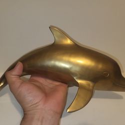 Vintage Brass Large Sculpture Dolphin