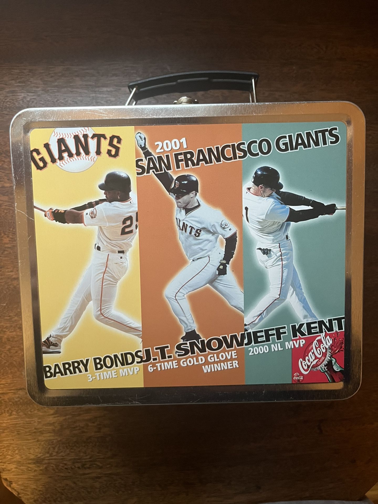 SF GIANTS VINTAGE & EXT. RARE /2001 METAL LUNCH BOX ( BONDS, KENT, SNOW)- NEW 