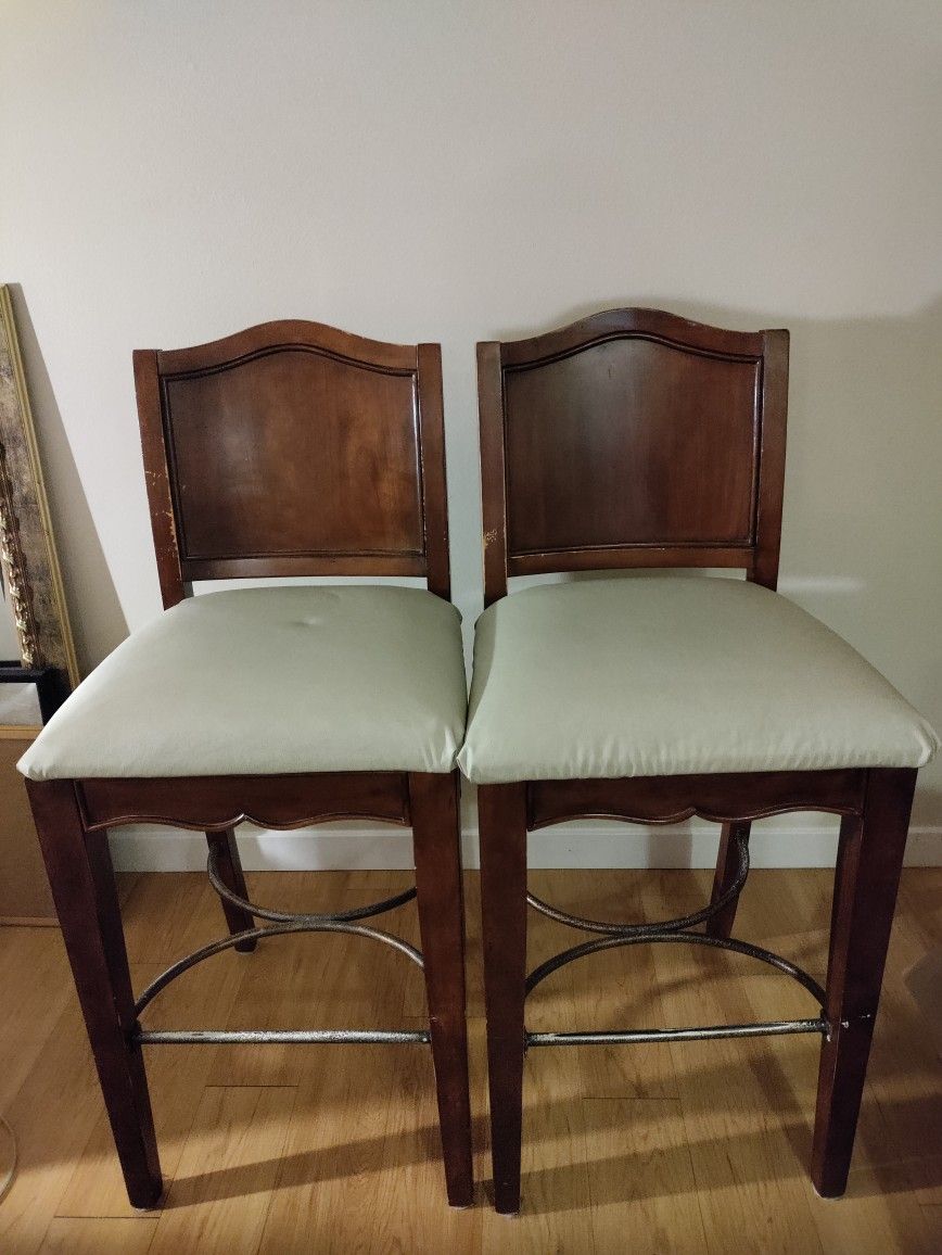 Reupholstered Wooden Bar Stools