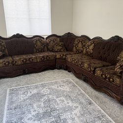 Elegant Brown Sectional Sofa Set