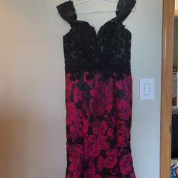 Black And Pink Rose Dress