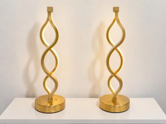 Set of 2 Modern Gold LED Lamps