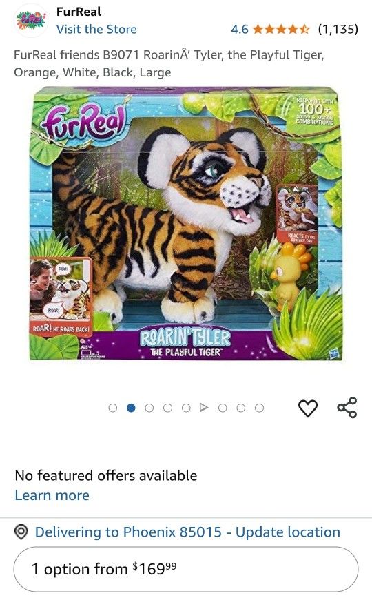 FurReal friends RoarinÂ’ Tyler, the Playful Tiger, Orange, White, Black, Large
